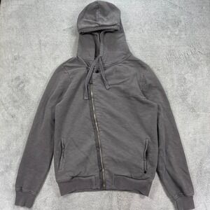 AllSaints Rupesh Biker Hoody Women Small Gray Asymmetric Zip Cotton MF085D
